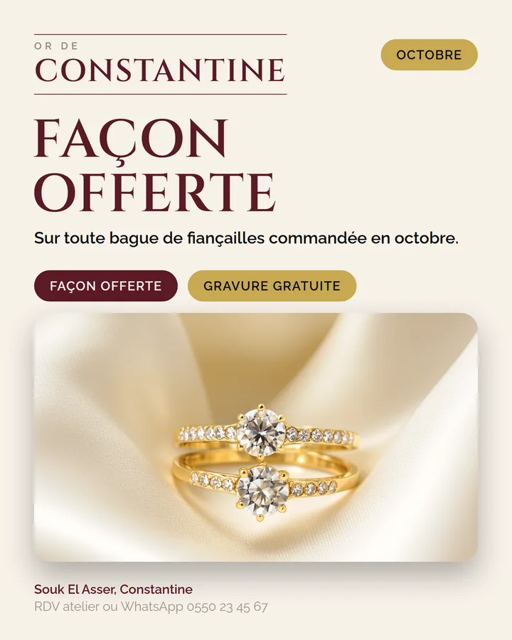 Post offre : bagues de fiançailles, façon offerte en octobre