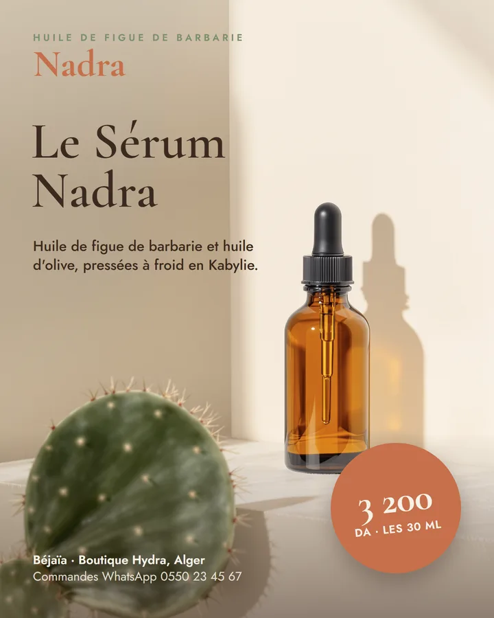 Post produit : sérum visage à l'huile de figue de Barbarie à 3 200 DA