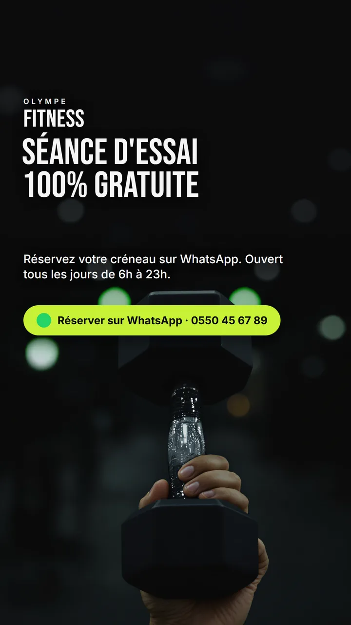 Story : séance d'essai gratuite, réservez sur WhatsApp