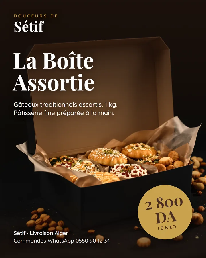 Post produit : boîte de gâteaux traditionnels 1 kg à 2 800 DA